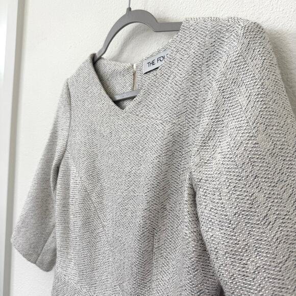 THE FOLD Eaton Tweed Dress Gray Wool Blend Midi Peplum US 2 Kate Middleton EUC - Picture 4 of 12